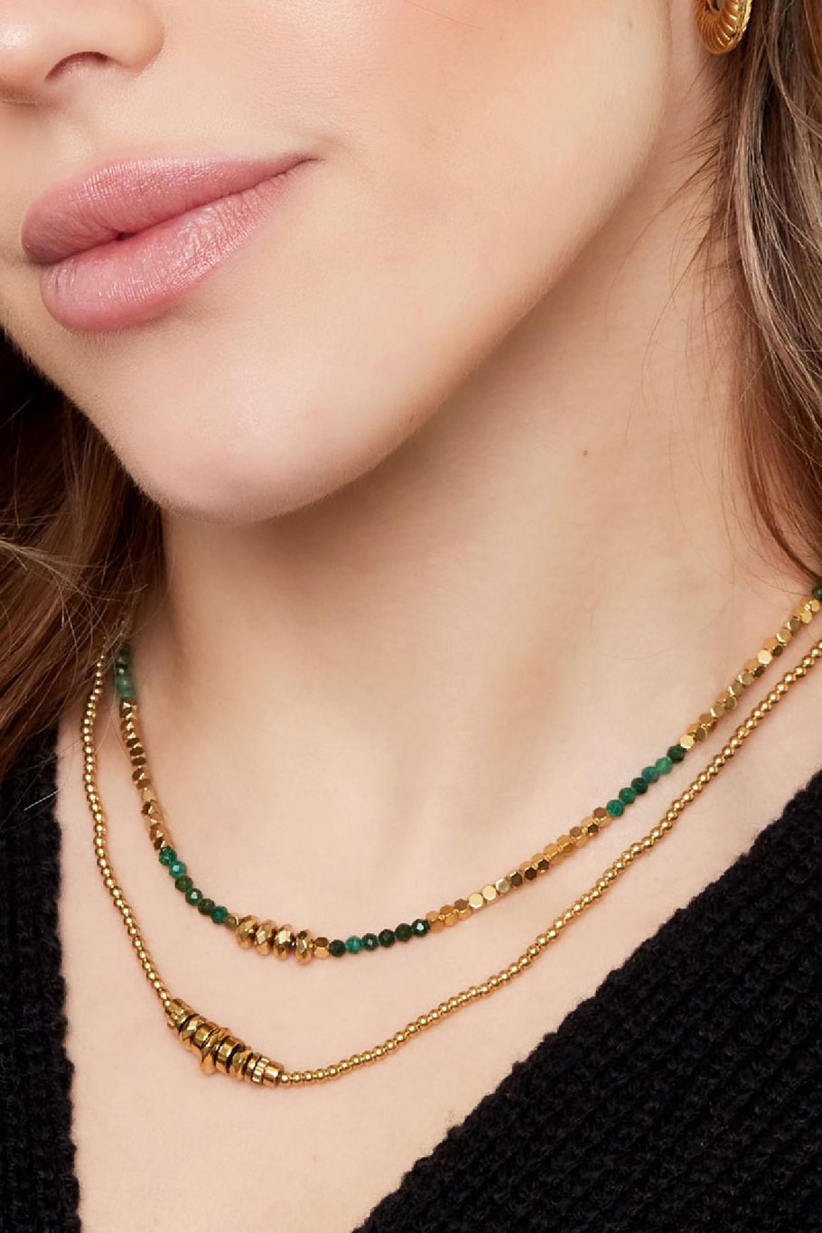 Collar piedras en medio Color dorado Hematita Imagen3